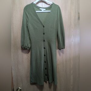 LOFT Green Button-Front Women’s Dress